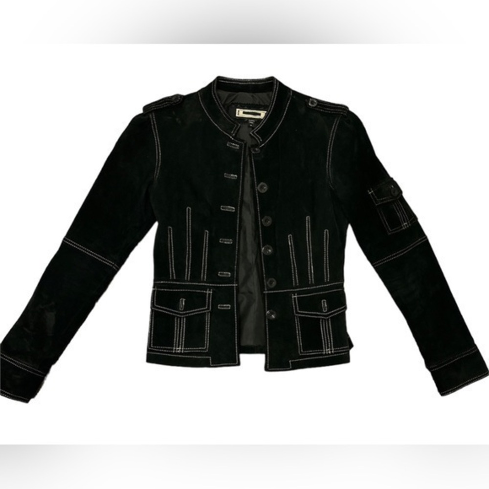 Genuine 100% Black Leather Jacket Y2K Size S